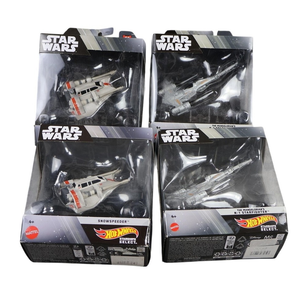 Hot Wheels Star Wars Snowspeeder N-1 Starfighter Diecast Multi-Color Lot Of 4